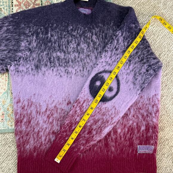 Madhappy Unisex Purple Sweater Soft Knit Gradient Yin Yang Llama fiber Size Med - Picture 10 of 11
